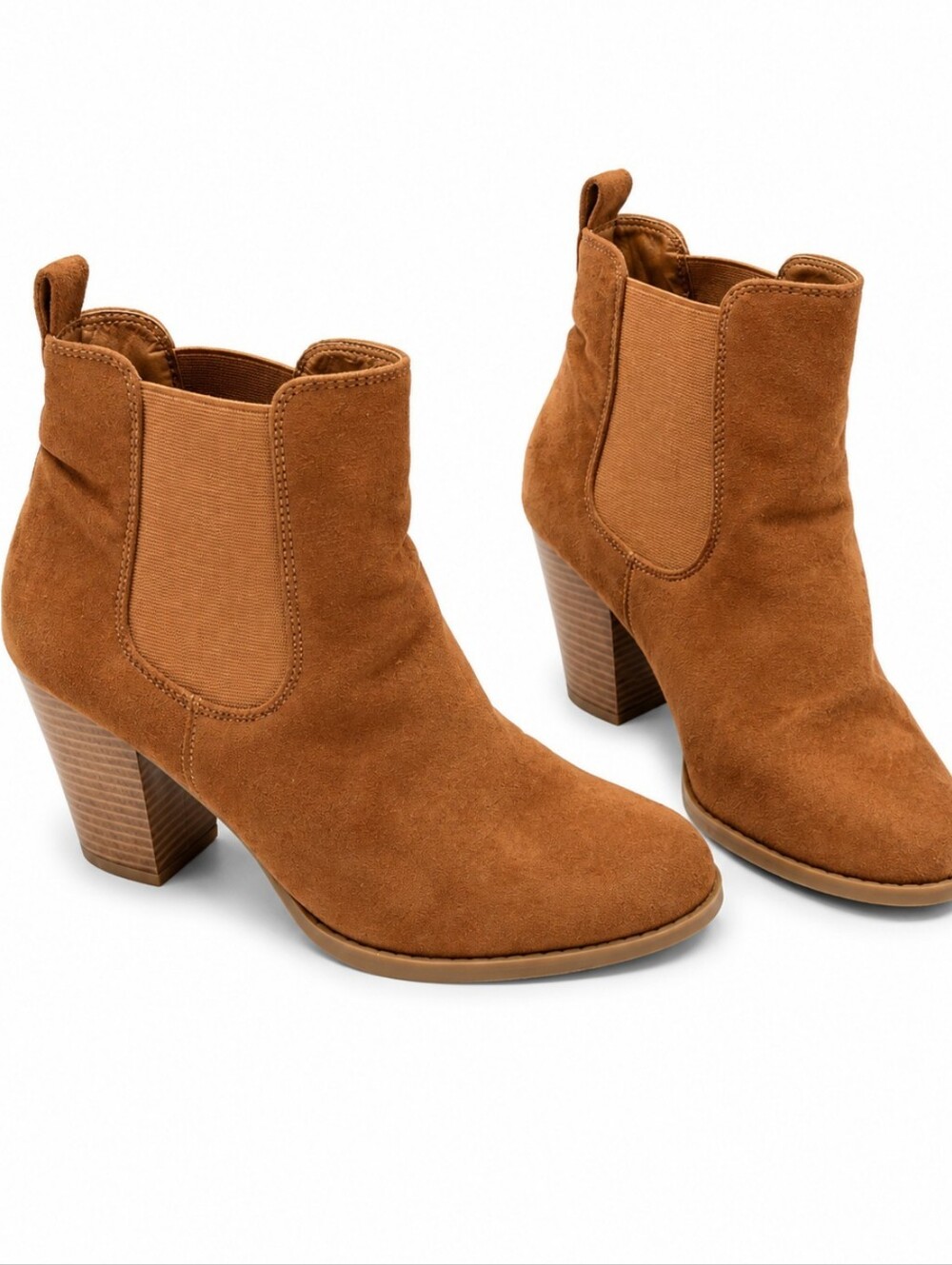 Forever Women's Size 9 Tan Suede Block Heel Ankle Boots